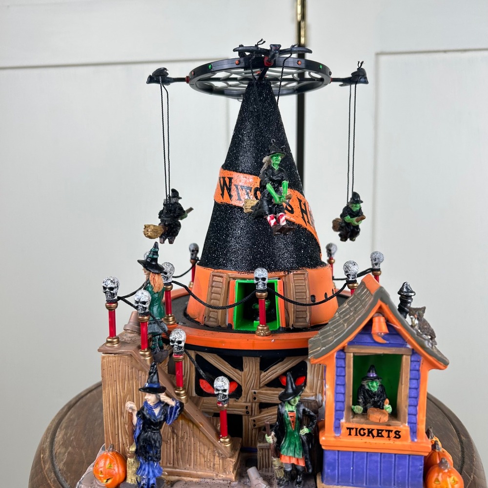 2005 Lemax Spooky Town Witchs Hat Animated Halloween Village Decor Boxed